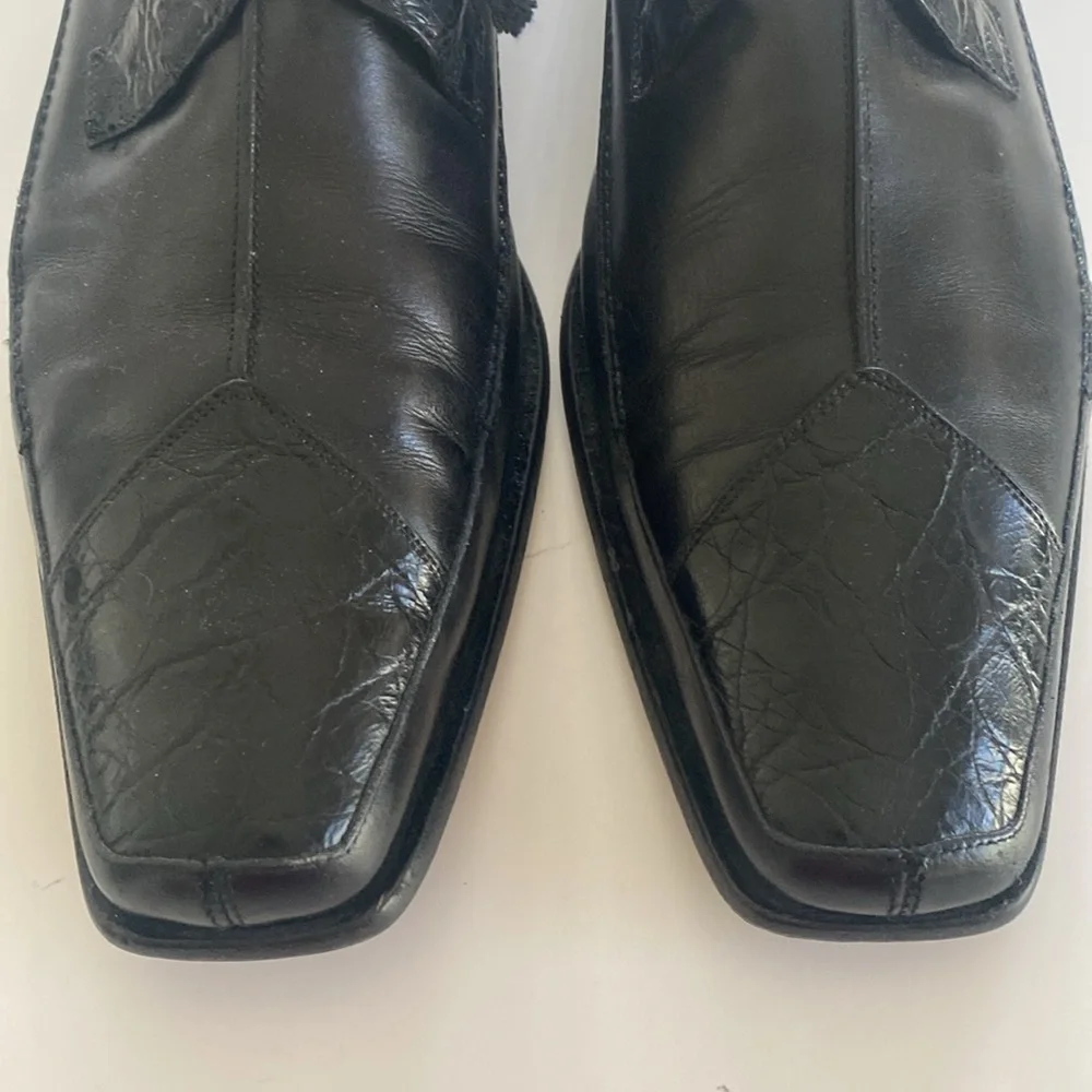MEZLAN Julian Men's Black Crocodile Leather Dress Shoes Size 10.5 M
